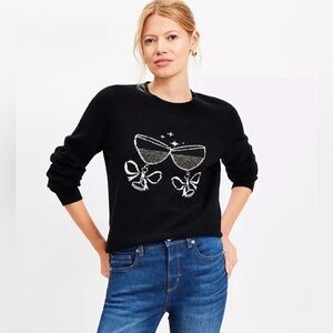 Loft: Festive Champagne Glasses Sweater Size Small Petite